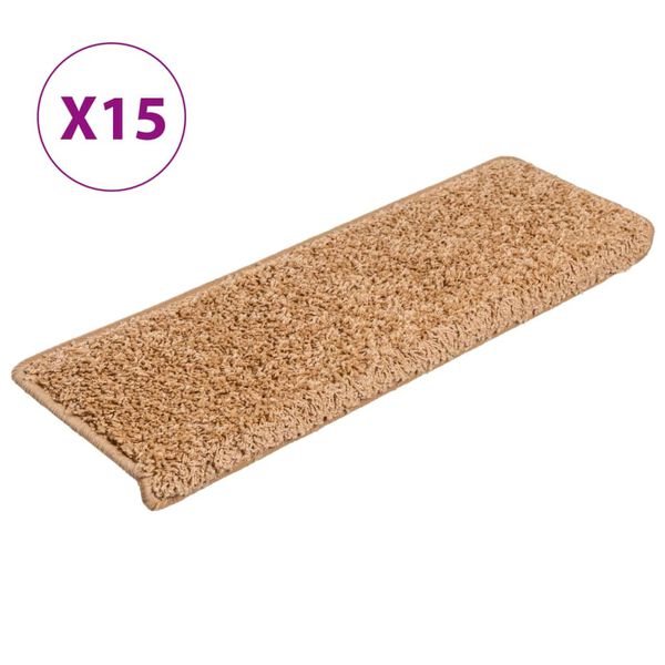 vidaXL Trappmattor 15 st 65x21x4 cm beige rektangul&auml;r kant
