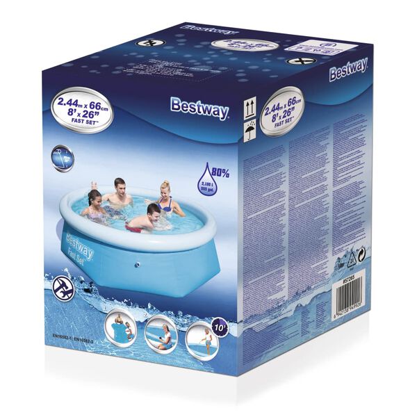 Bestway Uppblåsbar pool Fast Set rund 244x66 cm 57265