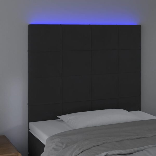 vidaXL Sänggavel LED svart 80x5x118/128 cm sammet