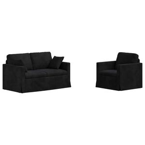 vidaXL Soffset 2 st Svart Sammet
