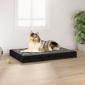 vidaXL Hundb&auml;dd svart 91,5x64x9 cm massiv furu