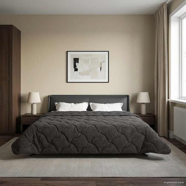 vidaXL Vinter T&auml;cke Antracit 200 x 240 cm Mikrofiber och Teddyfleece