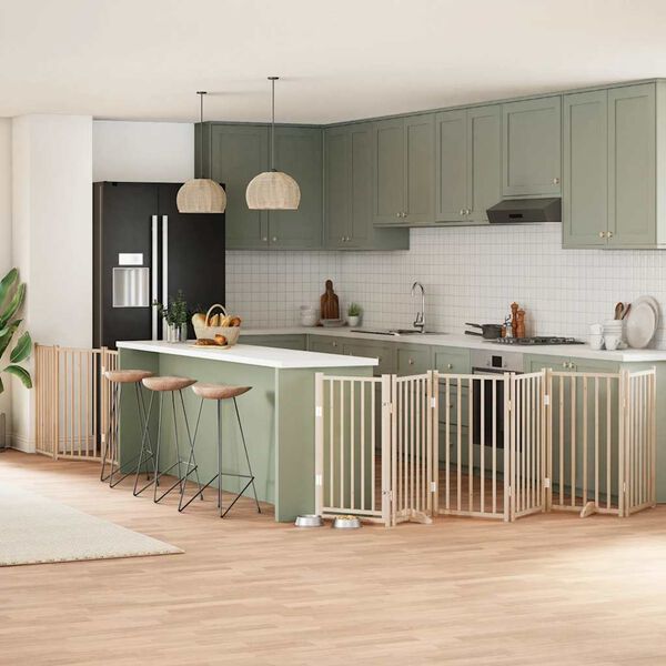 vidaXL Hundgrind med d&ouml;rr vikbar 9 paneler 450 cm poppel