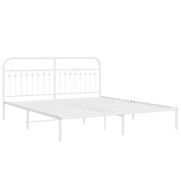 vidaXL Sängram med huvudgavel metall vit 183x203 cm