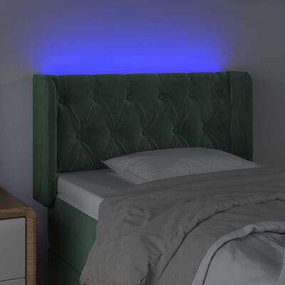 vidaXL Sänggavel LED mörkgrön 83x16x78/88 cm sammet