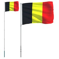 vidaXL Belgiens flagga och flaggstång 5,55 m aluminium