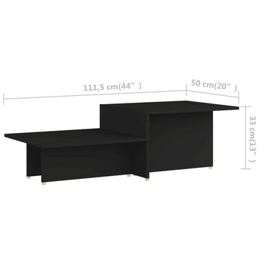 vidaXL Soffbord svart 111,5x50x33 cm konstruerat trä