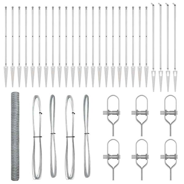 vidaXL St&auml;ngselstolpe Silver 50 x 1,6 m (50 mm mesh) St&aring;l