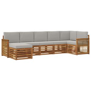 vidaXL Sektionsoffgrupp med kudde 6 pcs Naturlig och ljusgr&aring;