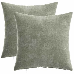 vidaXL Kudd&ouml;verdrag 2 st HEERLEN Gr&ouml;n 35 x 35 cm Chenilletyg