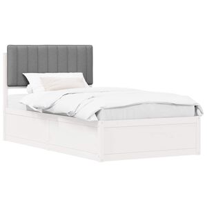 vidaXL S&auml;ngram med Kl&auml;dd Huvudgavel Ljusgr&aring; 100 x 200 cm Massiv furu