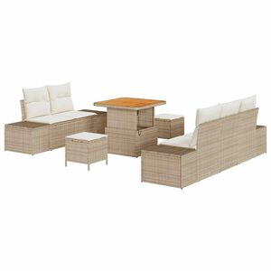 vidaXL Tr&auml;dg&aring;rdsoffset 8 st 7-Antal sittplatser Beige Poly rattan