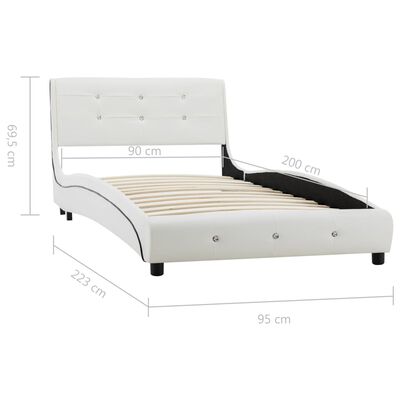 vidaXL Säng med madrass vit konstläder 90x200 cm
