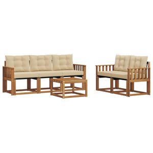 vidaXL Utomhussoffset med kudde 6 pcs Naturlig och Beige
