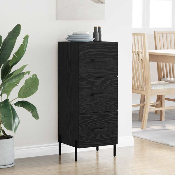 vidaXL Sideboard med låda Svart ek 34 x 34,5 x 90 cm Konstruerat trä