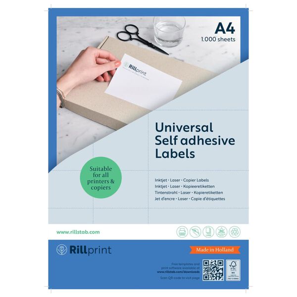 rillprint Sj&auml;lvh&auml;ftande etiketter 105x37 mm 1000 ark vit