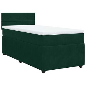 vidaXL Rams&auml;ng med madrass m&ouml;rkgr&ouml;n 80x200 cm sammet
