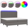 vidaXL Rams&auml;ng med madrass & LED gr&aring; 200x200 cm konstl&auml;der
