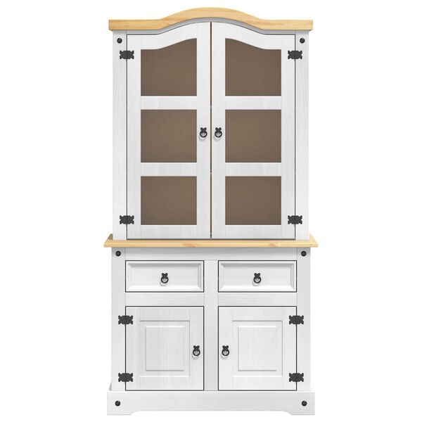 vidaXL Sideboard med l&aring;da Vit 100 x 48,5 x 179 cm Massiv furu