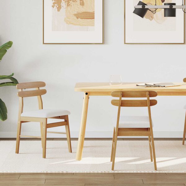 vidaXL Matstol 2 pcs Naturlig och ljus Massiv Gummitr&auml;