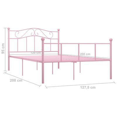 vidaXL Sängram rosa metall 120x200 cm