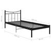 vidaXL Sängram utan madrass svart metall 90x200 cm