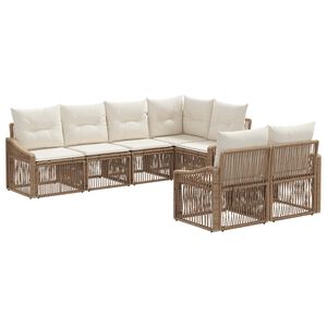 vidaXL Tr&auml;dg&aring;rdsoffset 7 st 7-Antal sittplatser Beige konstrotting