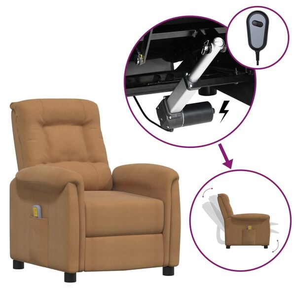 vidaXL Massagefåtölj med uppresningshjälp taupe mikrofibertyg