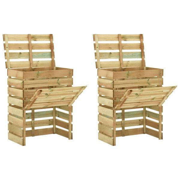 vidaXL Ribbad tr&auml;dg&aring;rdskompost 2 st 80x50x100 cm impregnerad furu