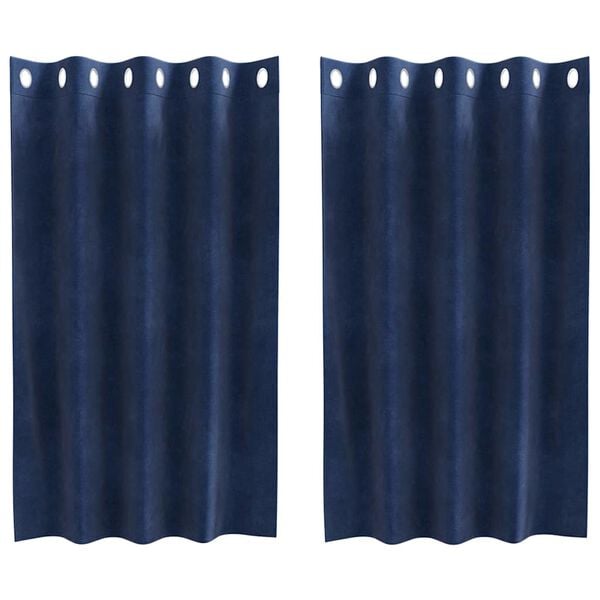 vidaXL M&ouml;rkl&auml;ggningsgardiner 2 pcs M&ouml;rkbl&aring; 140 x 140 cm Sammet