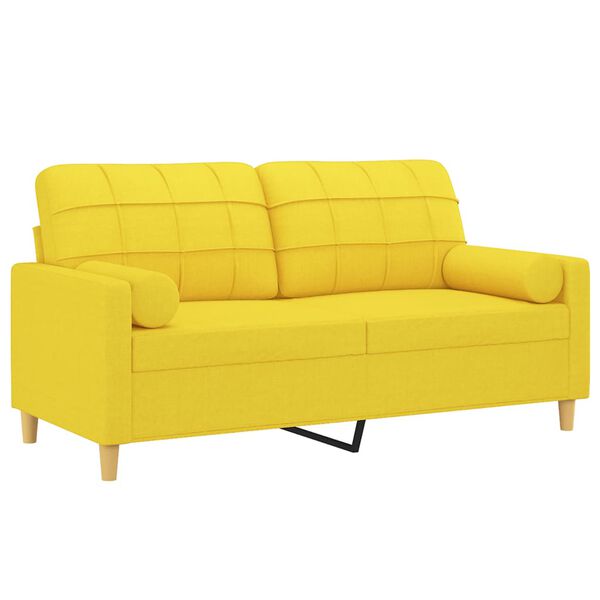 vidaXL 2-sits soffa med prydnadskuddar ljusgul 140 cm tyg