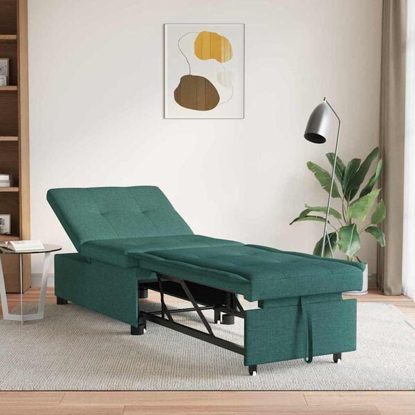 vidaXL Pull Out Sofa Bed M&ouml;rkgr&ouml;n 194 x 50 x 82 cm tyg
