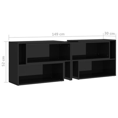 vidaXL TV-bänk svart högglans 149x30x52 cm spånskiva