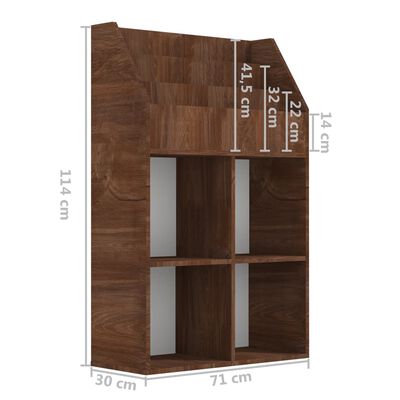 vidaXL Tidningsställ för barn brun ek 71x30x114 cm konstruerat trä