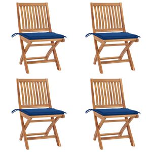 vidaXL Hopf&auml;llbara stolar med dynor 4 st massivt teaktr&auml;