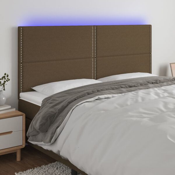 vidaXL S&auml;nggavel LED m&ouml;rkbrun 160x5x118/128 cm tyg