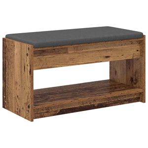 vidaXL Hallb&auml;nk Gammalt tr&auml; 83 x 38 x 45 cm Konstruerat Tr&auml; och Tyg