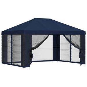 vidaXL Tr&auml;dg&aring;rdsgazebo med sidov&auml;ggar 4 &times; 3 m Bl&aring; Polyester och St&aring;l