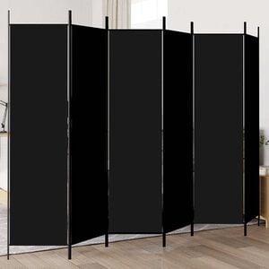 vidaXL Rumsavdelare 6 paneler svart 300x200 cm tyg