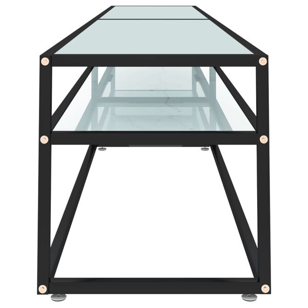 vidaXL Tv-bänk vit marmor 220x40x40,5 cm härdat glas
