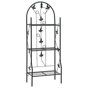 vidaXL V&auml;xtst&ouml;d 3 hyllor svart 52x28x128 cm j&auml;rn