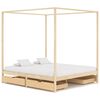 vidaXL Himmels&auml;ng med 4 l&aring;dor massiv furu 160x200 cm