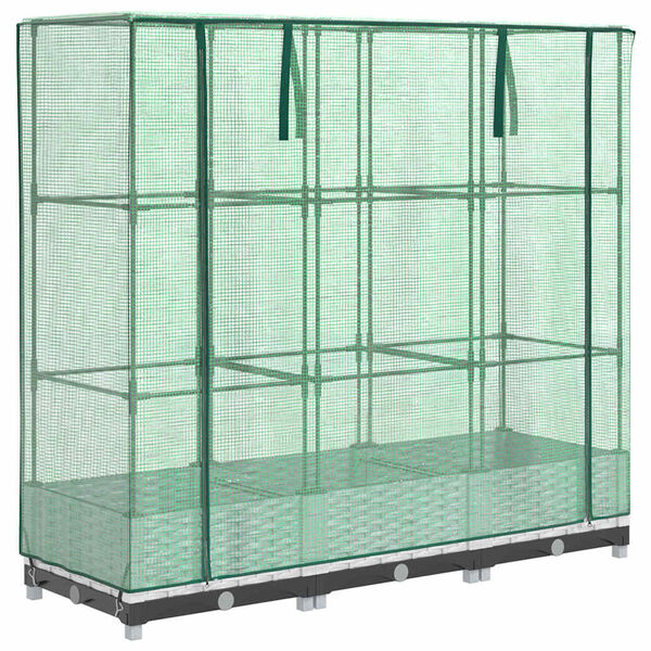 vidaXL Odlingsl&aring;da med v&auml;xthus&ouml;verdrag rottinglook 120x40x123 cm