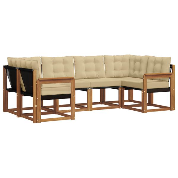 vidaXL Utomhussoffset med kudde 6 pcs Naturlig och Beige