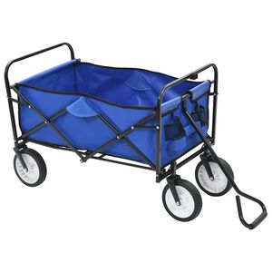 vidaXL Hopf&auml;llbar handvagn st&aring;l bl&aring;
