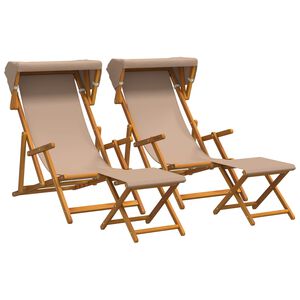 vidaXL Deck Chair 4 st 3 Position Massiv Eukalyptus Tr&auml; Taupe