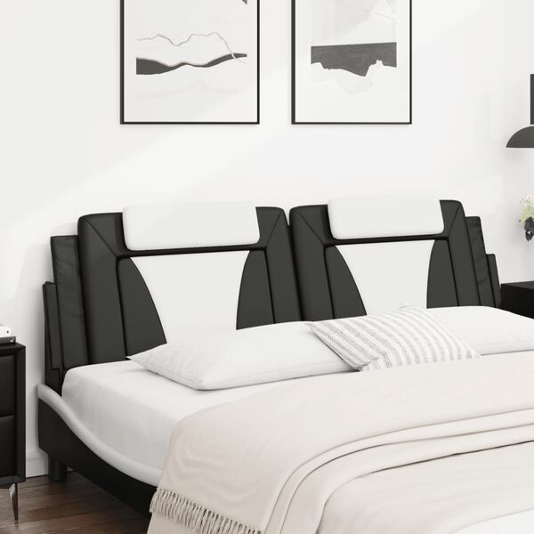 vidaXL Headboard Cushion "Viana" Black and White 180 cm Faux Leather
