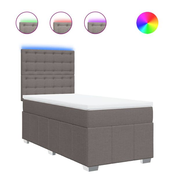 vidaXL Rams&auml;ng med madrass taupe 90x200 cm tyg