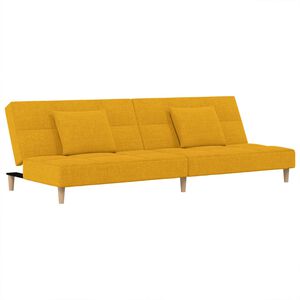 vidaXL B&auml;ddsoffa 2-sits med tv&aring; kuddar gul tyg