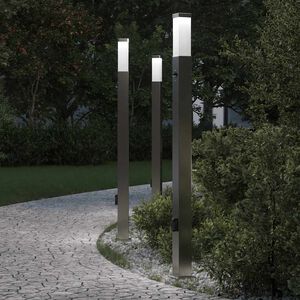 vidaXL Pollare med sensor och uttag 3 st 110 cm rostfritt st&aring;l IP44